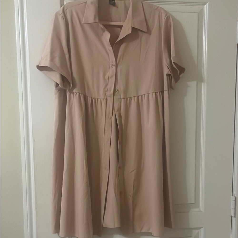 SHEIN Pink Smocked Mini Sundress with Notched Collar